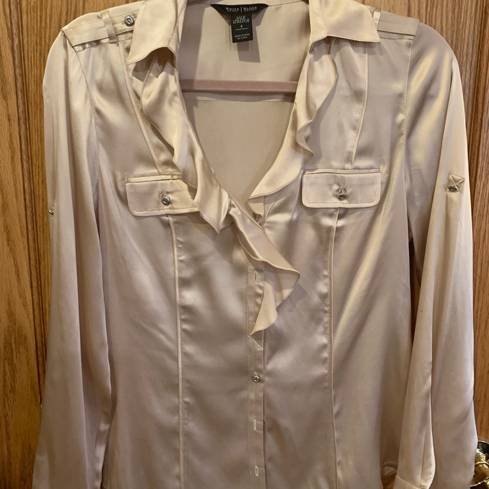 Black and White Silk Blouse